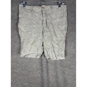 Toscano Firenze Mens 28 Linen Shorts Taupe Flat Front Casual Summer 100% Linen